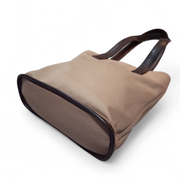 Vintage Coach Greenwhich Tote 6134 Khaki Twill and Mahagony Leather - Picture 3 of 13